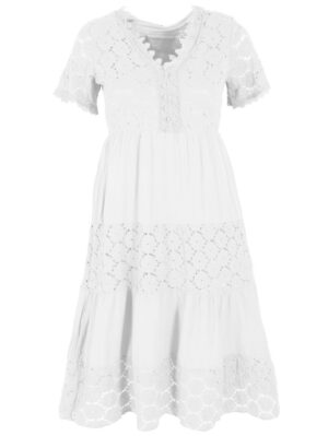Дамска рокля волани дантела Сидни бяло