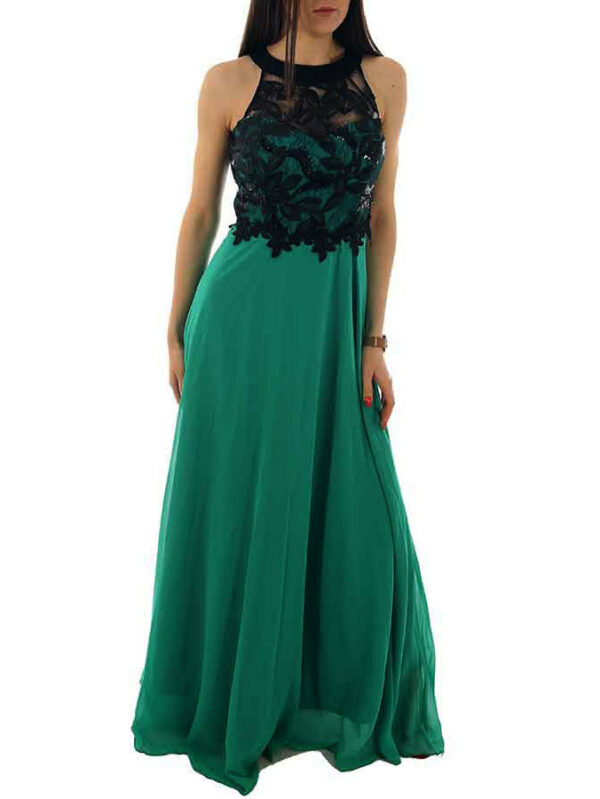 Дамска дълга рокля шифон тюл зелено 48-52
