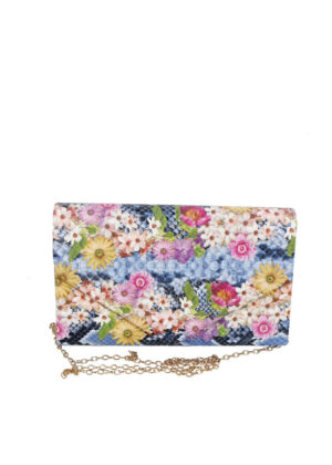 Чанта-плик цветя дълга дръжка синьо
