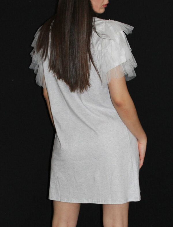 Дамска туника-рокля с щампа 3D очила светлосиво