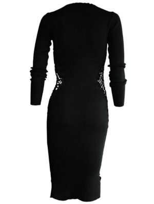 Дамска рокля рипс дантела встрани черно