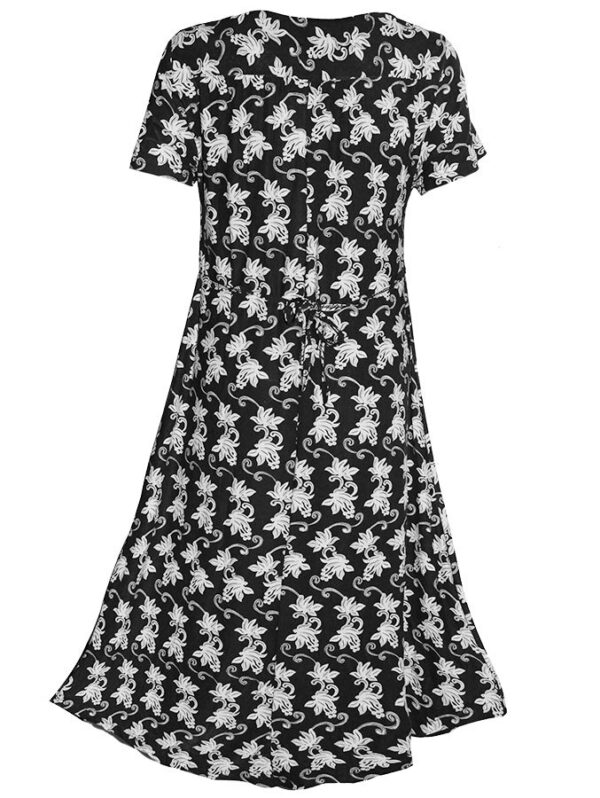 А-образна рокля трико с велурен ефект петолистник черно