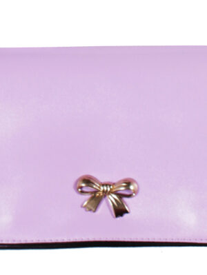 Дамска малка чанта с панделка лила
