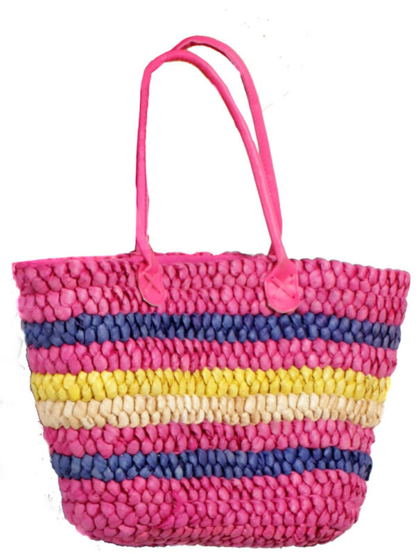 Дамска чанта тип сламена кошницаа розово