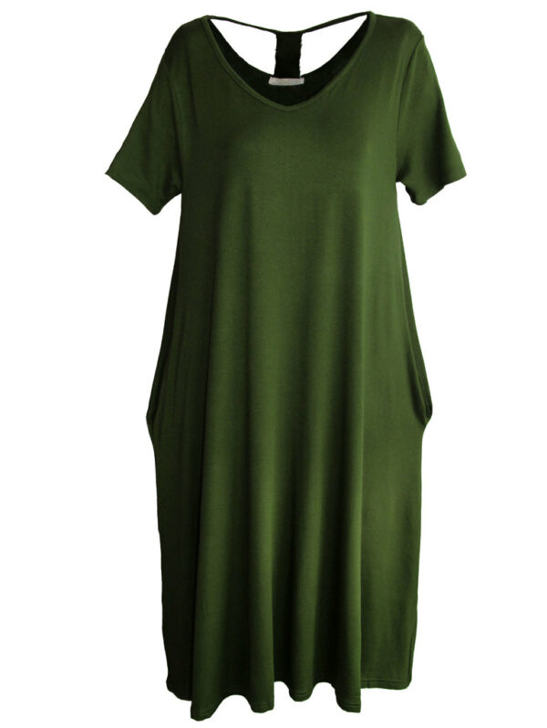 Дамска рокля лента паети маслина