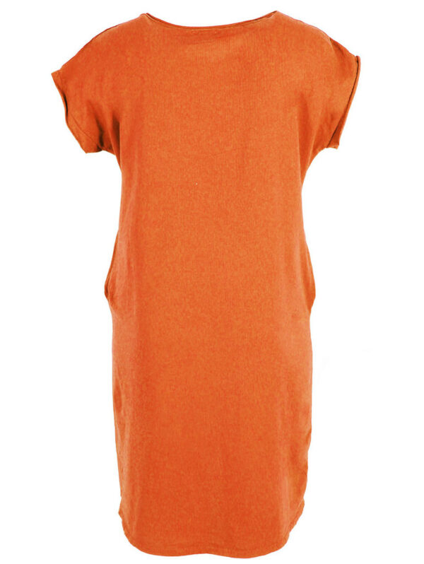 Дамска рокля лен трико МАРГИ оранжево