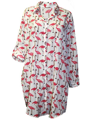 Дамска риза-туника фламинго бяло