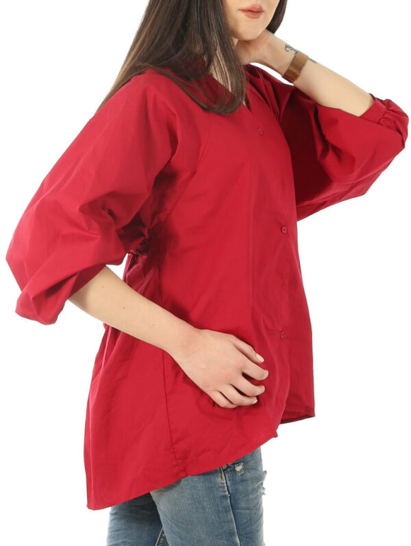 Дамска памучна риза с шифон на гърба бордо
