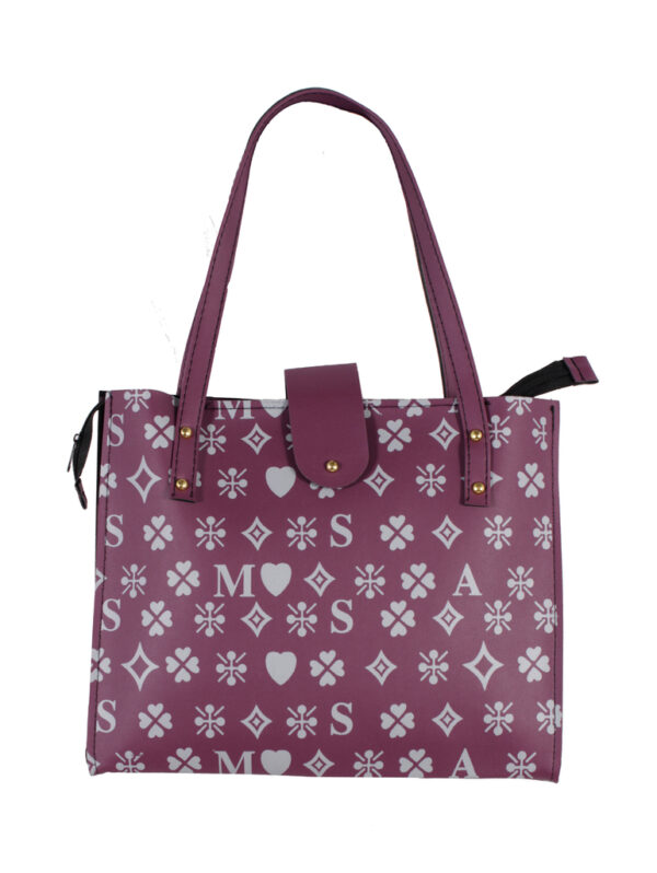 Дамска чанта еко кожа с надписи лилаво