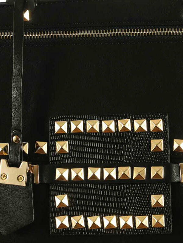 Дамска чанта еко кожа със златисти рапиди черно S5