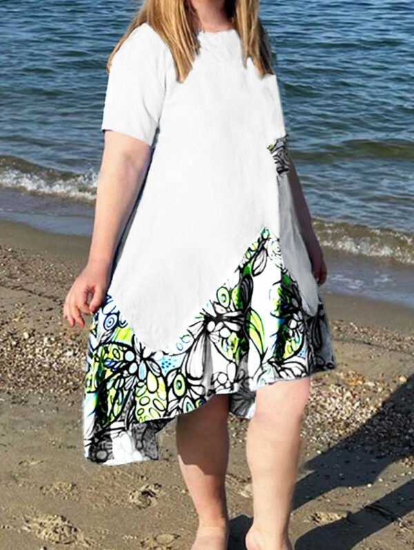 Дамска рокля лен с памук бяло