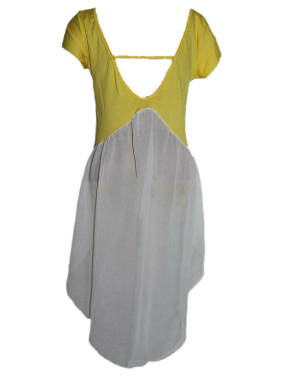Блуза с удължен гол гръб "69" жълто