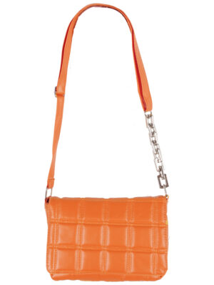 Дамска правоъгълна капитонирана чанта оранж