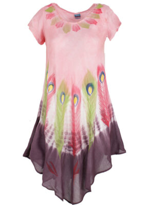 Дамска рокля-туника кенар Лия корал