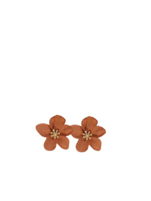 Дамски обеци цвете карамел