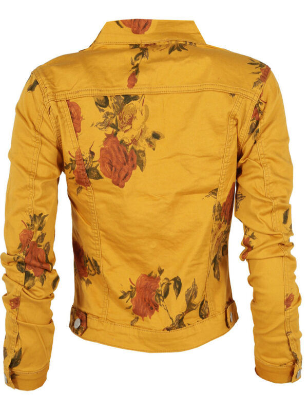 Дамско дънково яке на цветя горчица
