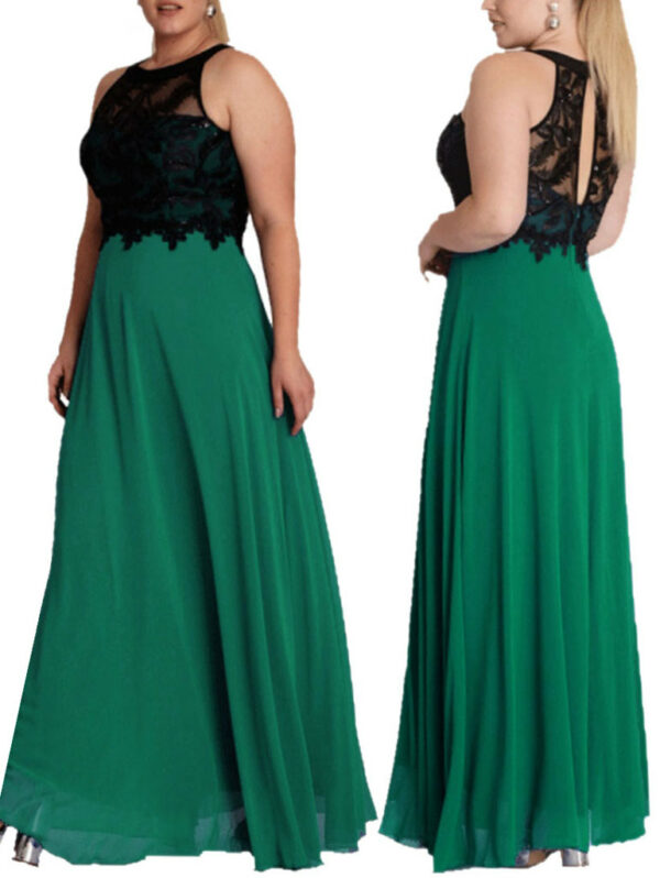 Дамска дълга рокля шифон тюл зелено 48-52