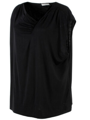 Дамска блуза трико с набор черно