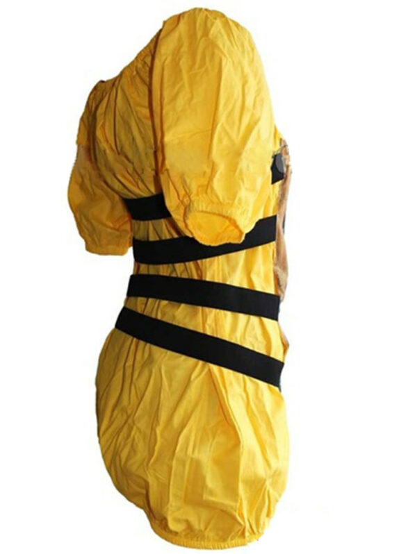 Туника-рокля с щампа момиче с яке и ластични ленти на гърба жълто