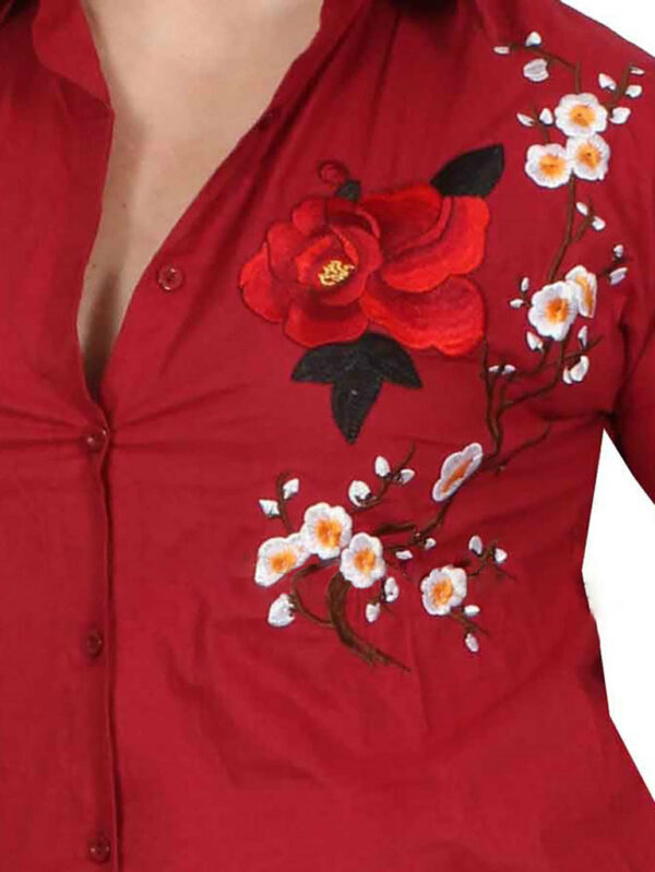 Риза-туника с бродерия цъфнало клонче с роза маслина