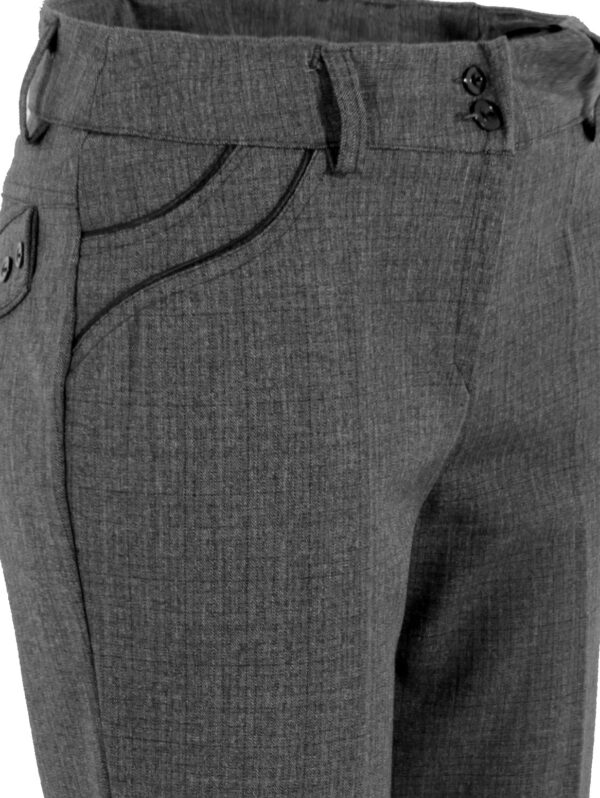 Дамски бизнес панталон с ръб каре сиво