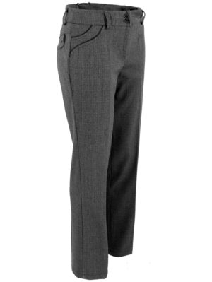 Дамски бизнес панталон с ръб каре сиво