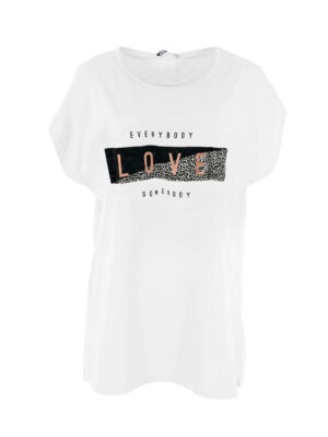 Дамска памучна тениска Катина LOVE бяло