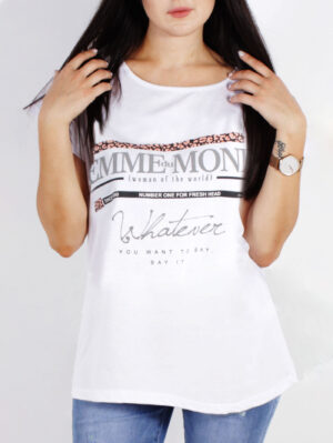 Дамска памучна тениска Катина FEMME 2 бяло