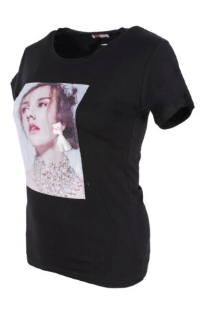Дамска блуза памук 3D обеци черно