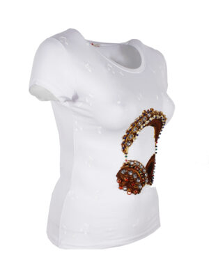 Дамска блуза памук слушалки бяло